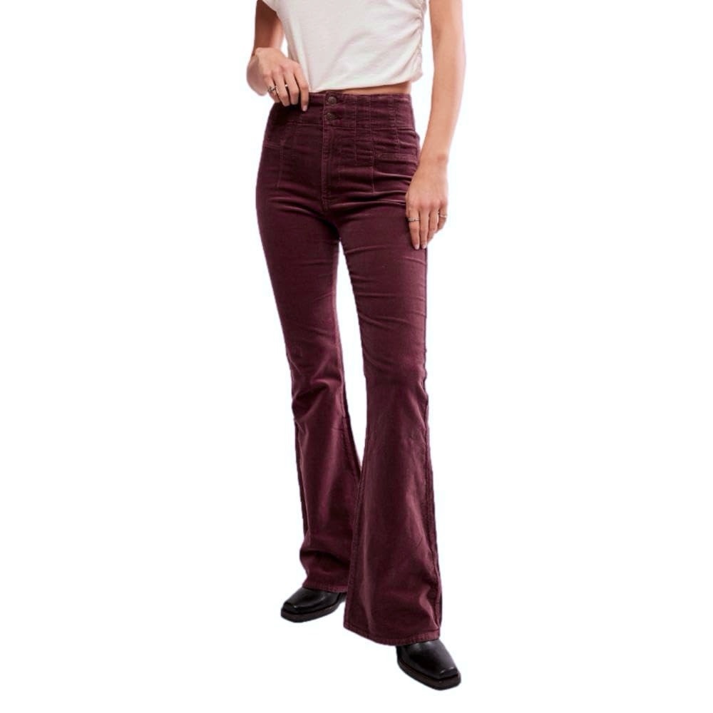 We The Free | Free People Jayde Burgundy Corduroy Flare Pants NWOT (28)